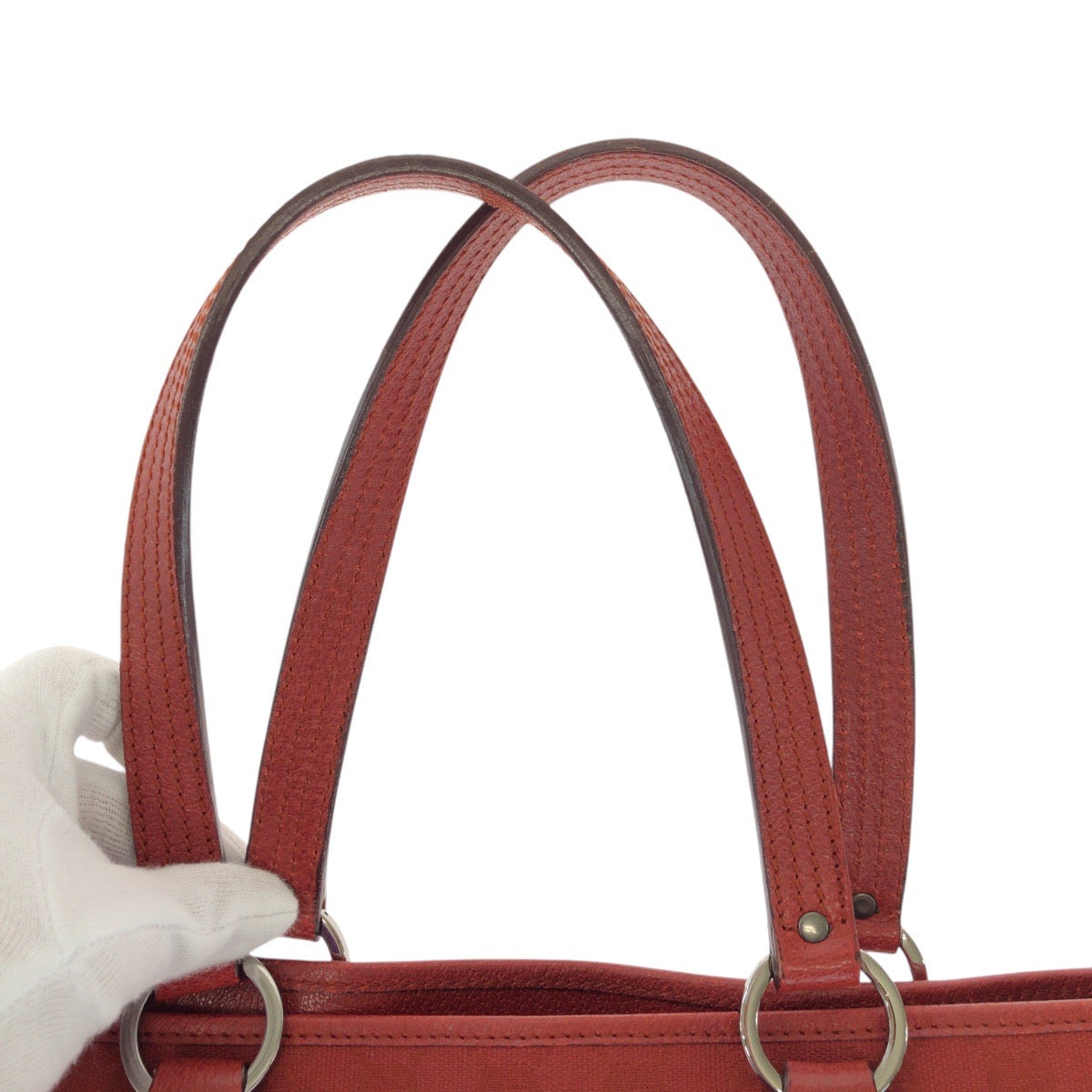 14335
GUCCI グッチ レッド シルバー金具 GGキャンバス / レザー 113017 トートバッグ ショルダーバッグ レディース