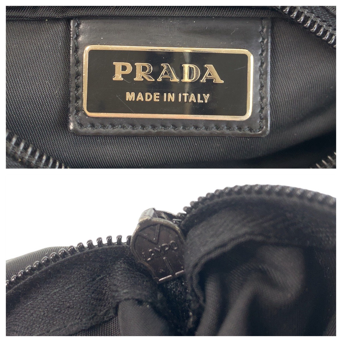 14338
PRADA プラダ テスート 三角ロゴプレート ブラック 黒 シルバー金具 ナイロン 斜め掛け ショルダーバッグ ポシェット レディース