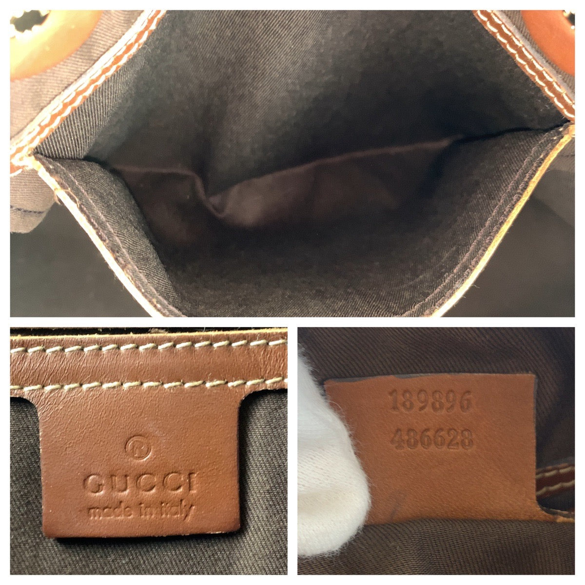 14348
GUCCI グッチ ブラウン ゴールド金具 GGスプリームキャンバス / レザー 189896 トートバッグ ショルダーバッグ レディース