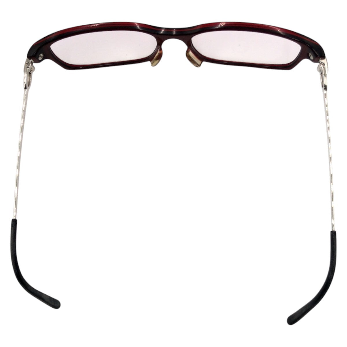 CARTIER カルティエ Cモチーフ レッド シルバー プラスチック / メタル サングラス メガネ フレームのみ レディース