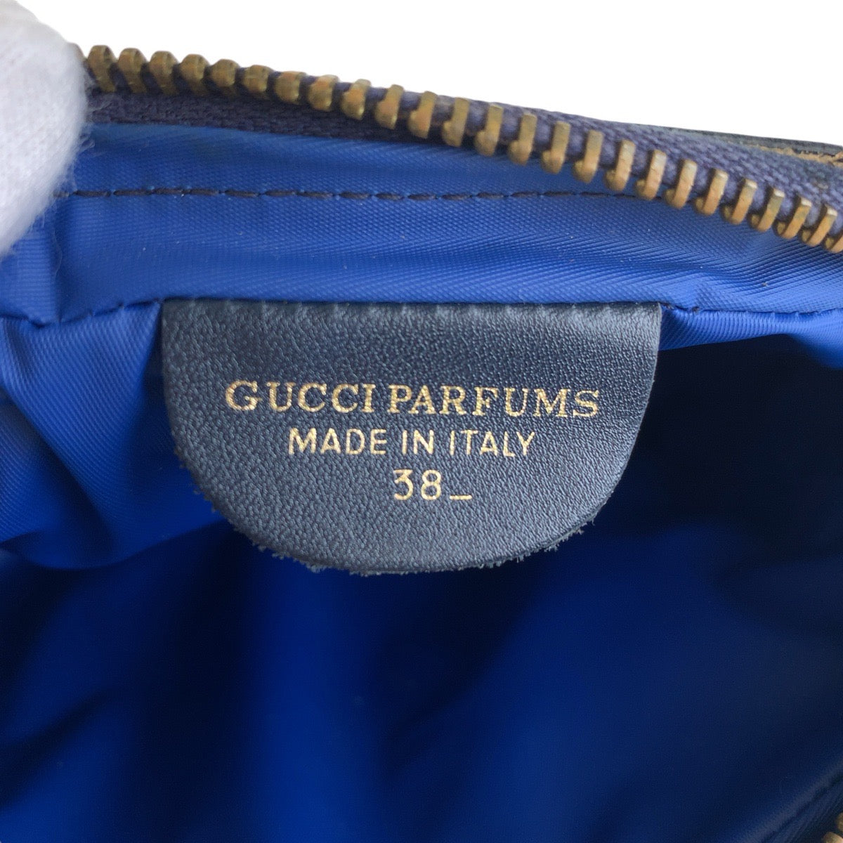 13861
GUCCI グッチ シェリーライン グレー ネイビー GGスプリームキャンバス クラッチバッグ ポーチ レディース
