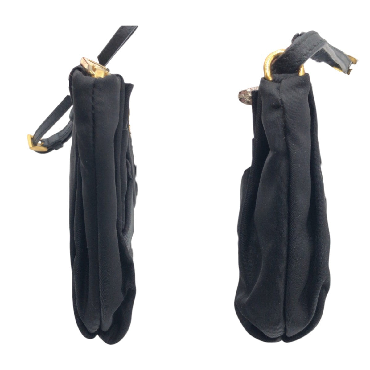 13865
PRADA プラダ フィオッコ ブラック 黒 ゴールド金具 ナイロン 1N1422 クラッチバッグ リストレット ポーチ レディース