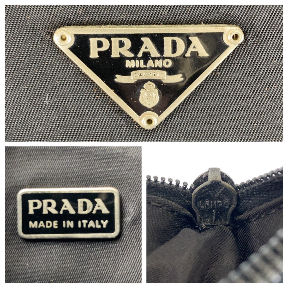 14366
PRADA プラダ テスート 三角ロゴプレート ブラック 黒 シルバー金具 ナイロン ハンドバッグ レディース