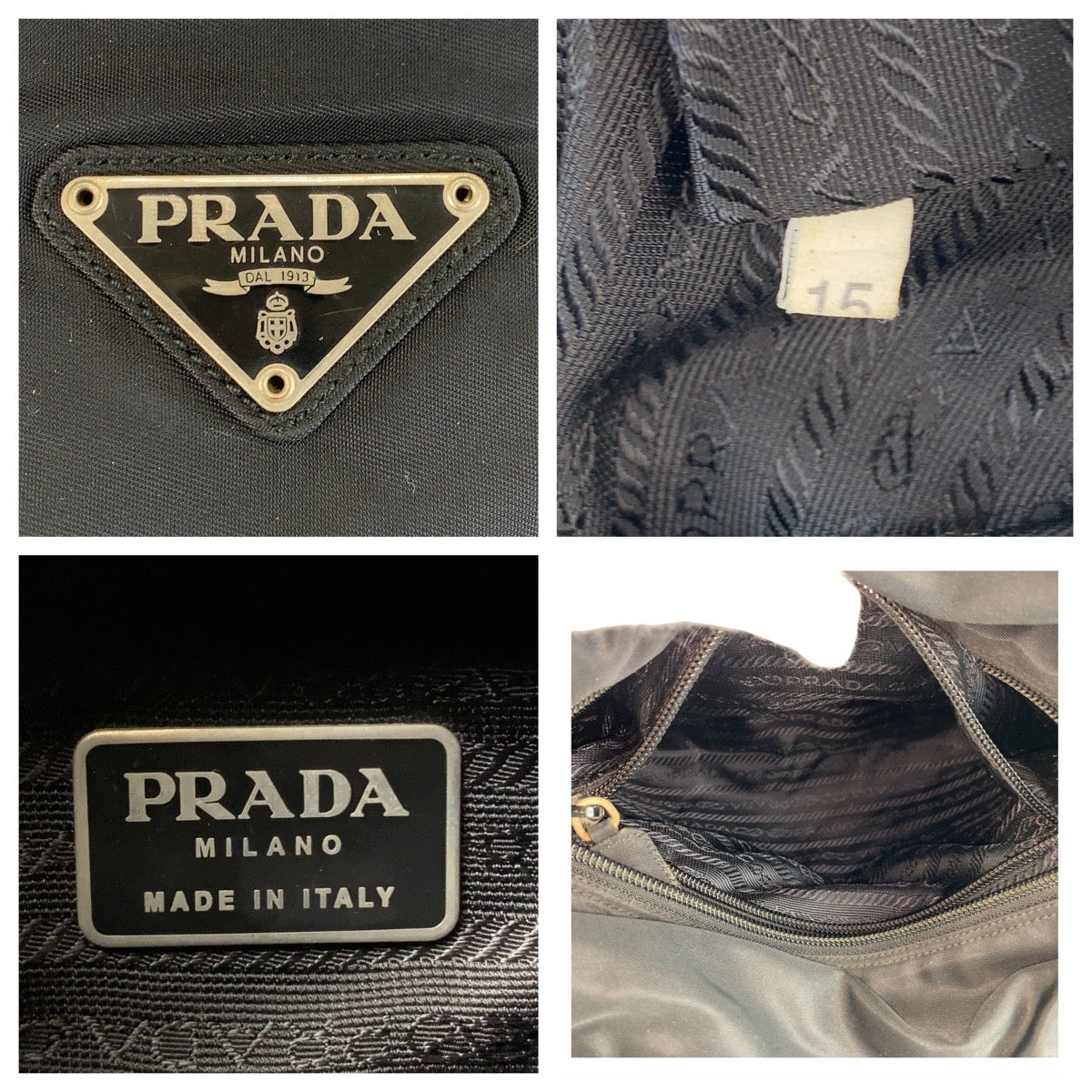 13886
PRADA プラダ テスート 三角ロゴプレート ブラック 黒 シルバー金具 ナイロン トートバッグ ハンドバッグ レディース