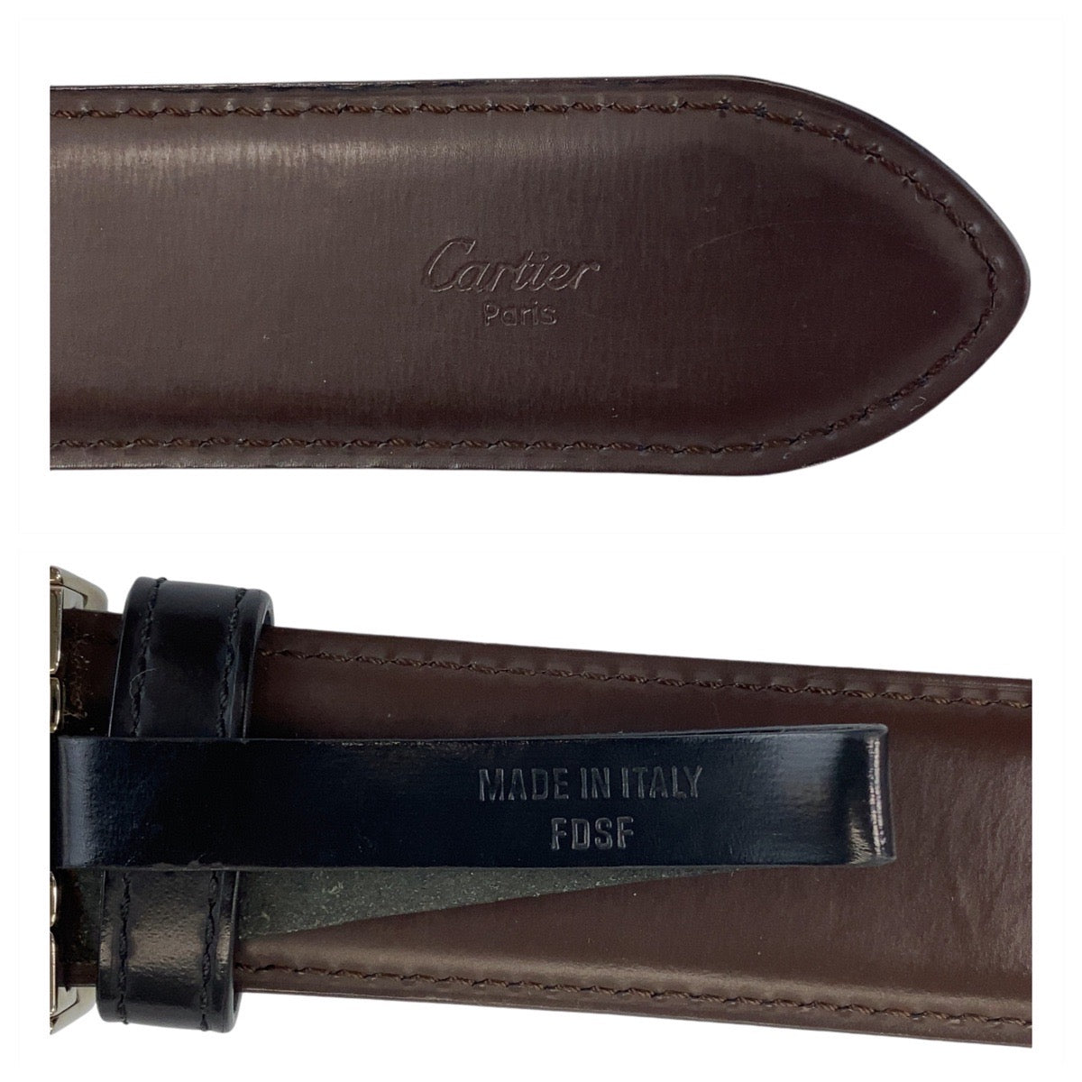 13898
CARTIER カルティエ ブラック レザー ベルト メンズ