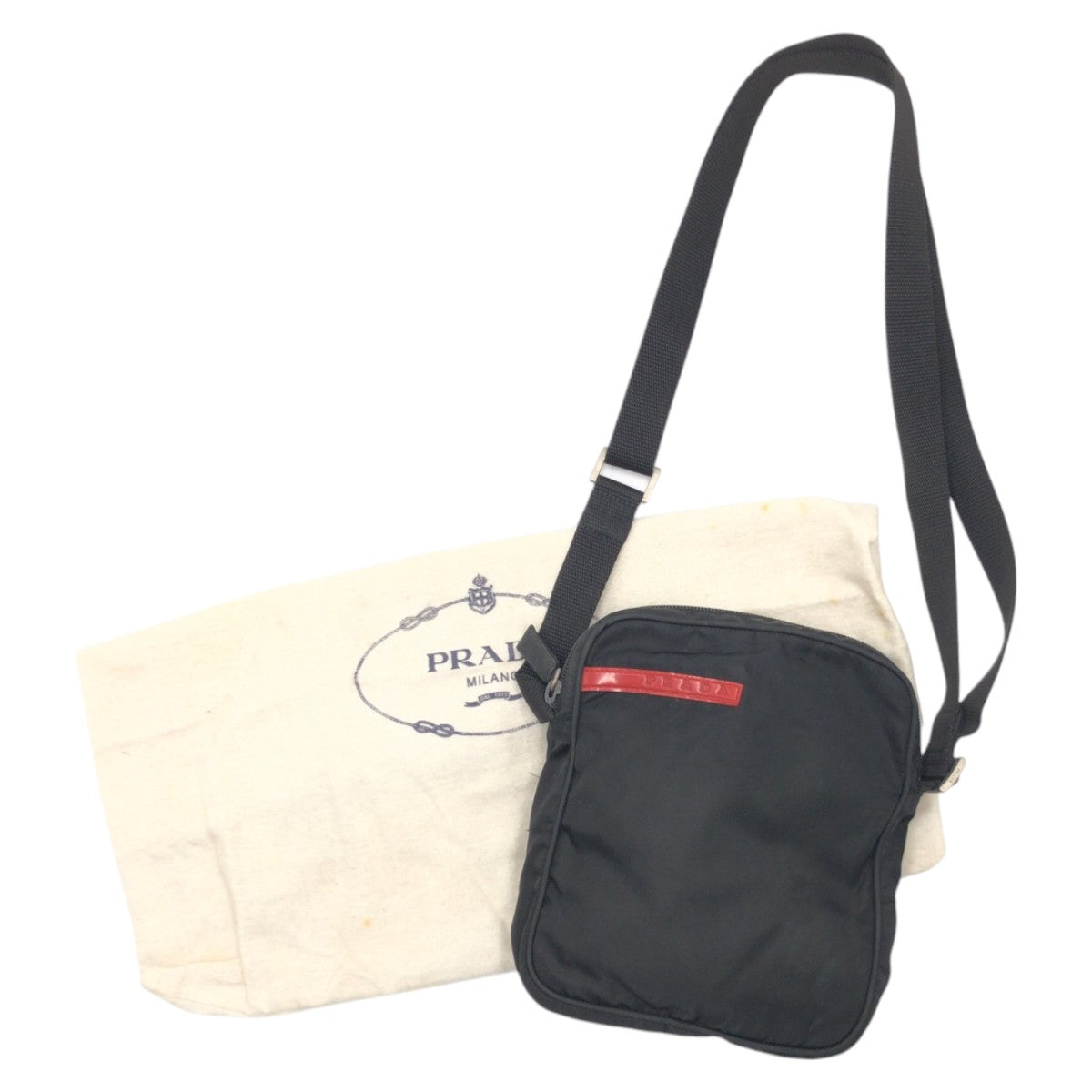 14378
PRADA プラダ プラダスポーツ ブラック 黒 ナイロン B8674 ショルダーバッグ ポシェット 男女兼用 メンズ ABP34