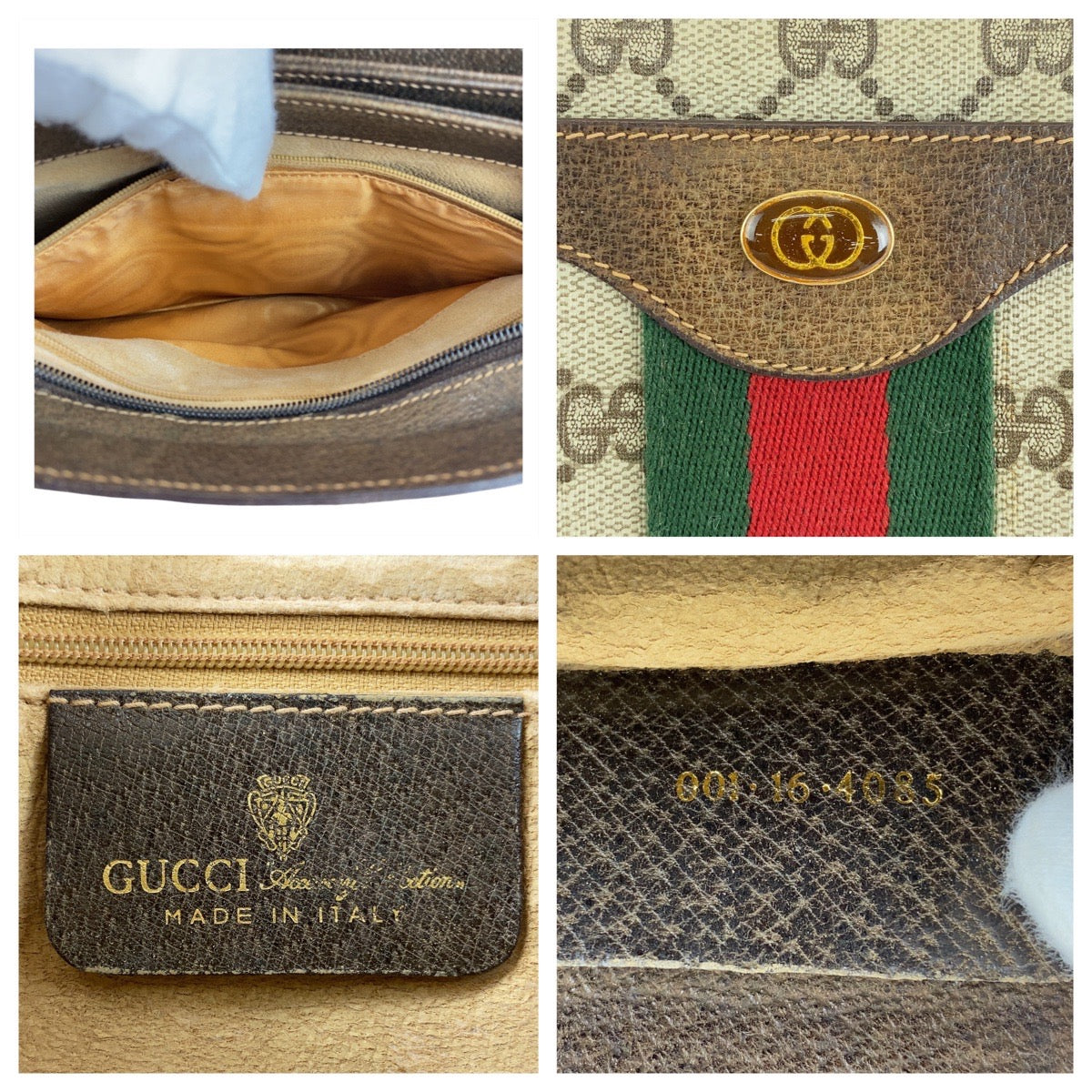 14407
GUCCI グッチ ヴィンテージ シェリーライン オールドグッチ ブラウン ゴールド金具 GGスプリームキャンバス / レザー 001 16 4035 斜め掛け ショルダーバッグ レディース