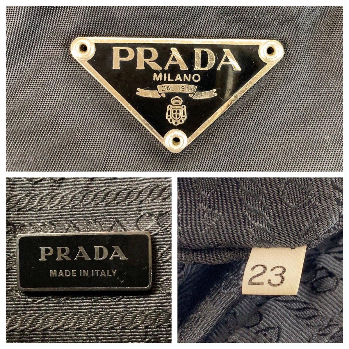 14421
PRADA プラダ テスート 三角ロゴプレート ブラック 黒 シルバー金具 ナイロン ショルダーバッグ ポシェット レディース