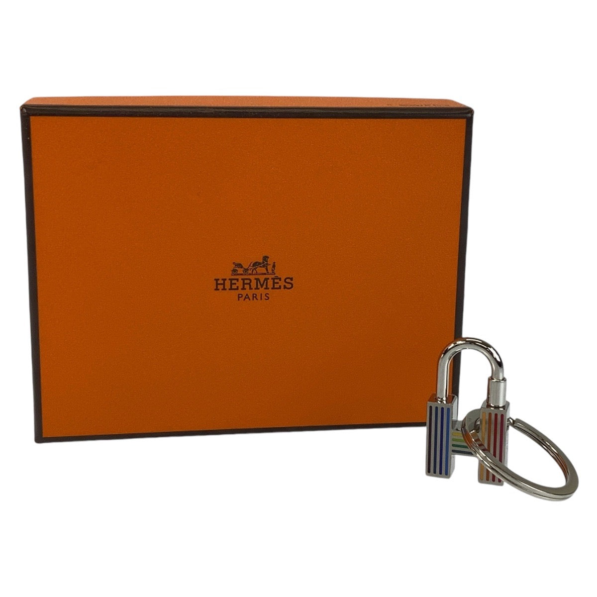 13935
HERMES エルメス H カデナ マルチカラー シルバー金具 メタル キーホルダー キーリング レディース