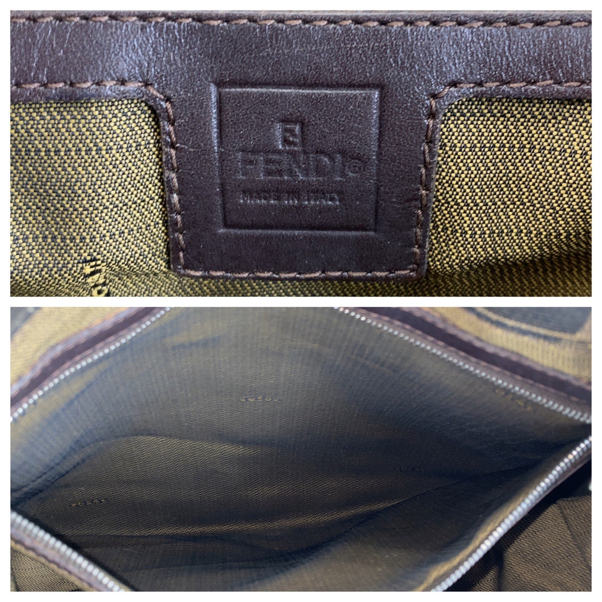 14459
FENDI フェンディ ズッカ ブラウン シルバー金具 キャンバス / レザー トートバッグ ハンドバッグ レディース