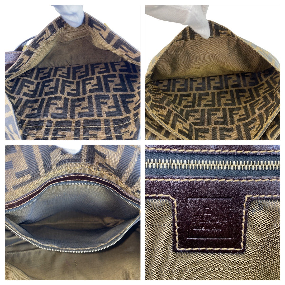 14461
FENDI フェンディ ズッカ ブラウン ゴールド金具 キャンバス / レザー トートバッグ ショルダーバッグ レディース