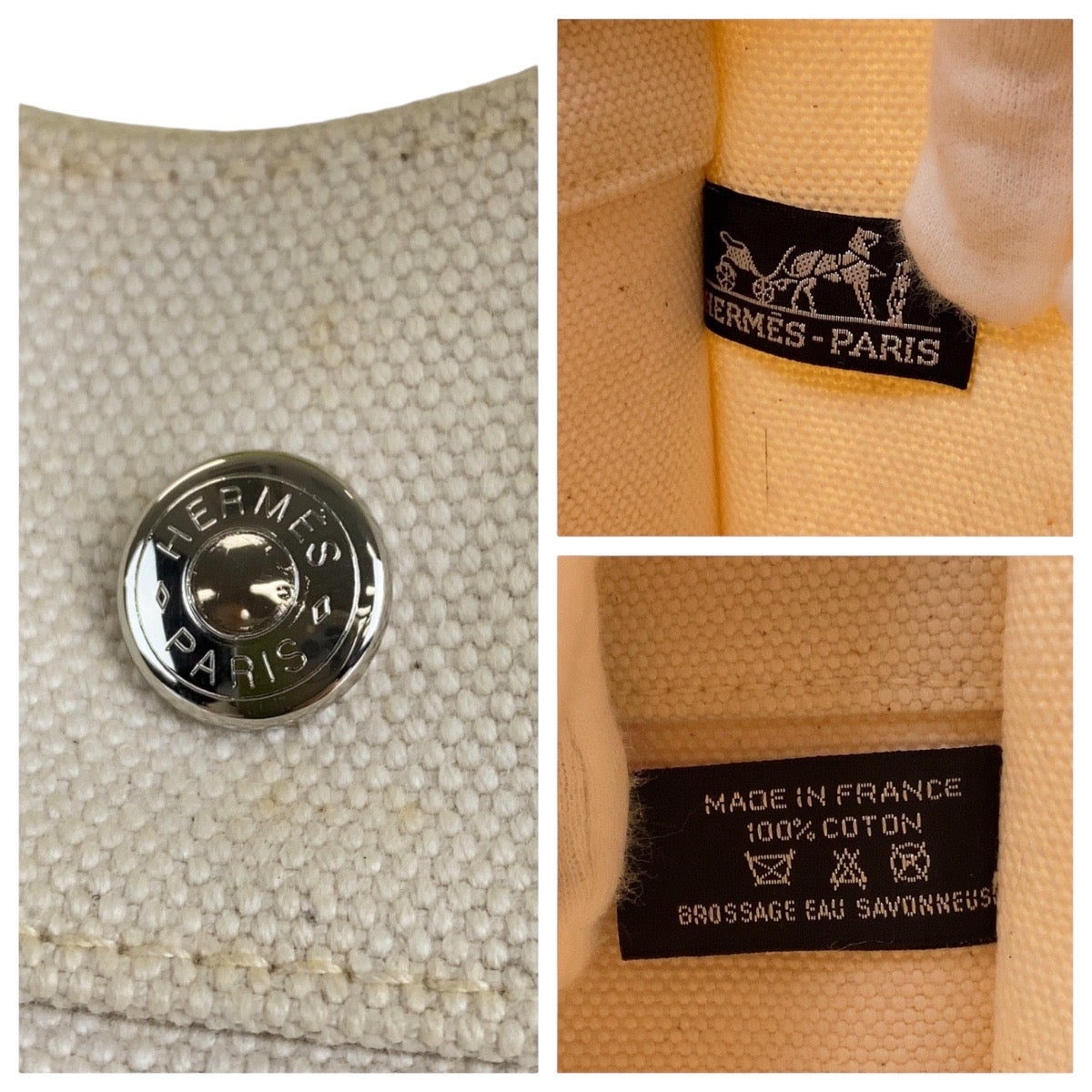 HERMES エルメス ボラボラPM ベージュ グリーン シルバー金具 キャンバス トートバッグ ショルダーバッグ レディース