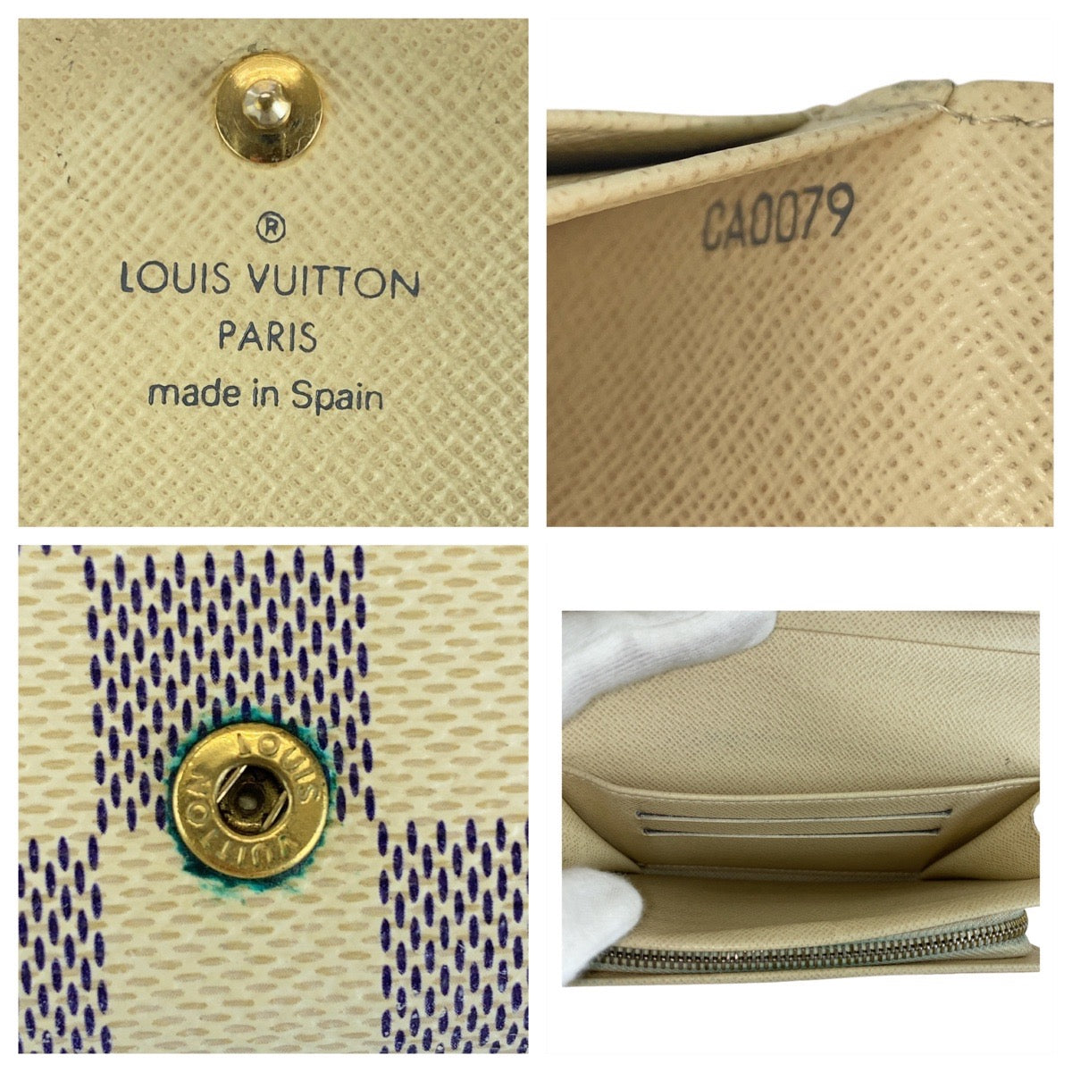 14465
LOUIS VUITTON ルイヴィトン ダミエアズール ポルトフォイユ トレゾール ホワイト グレー PVC N61744 折財布 コンパクトウォレット レディース