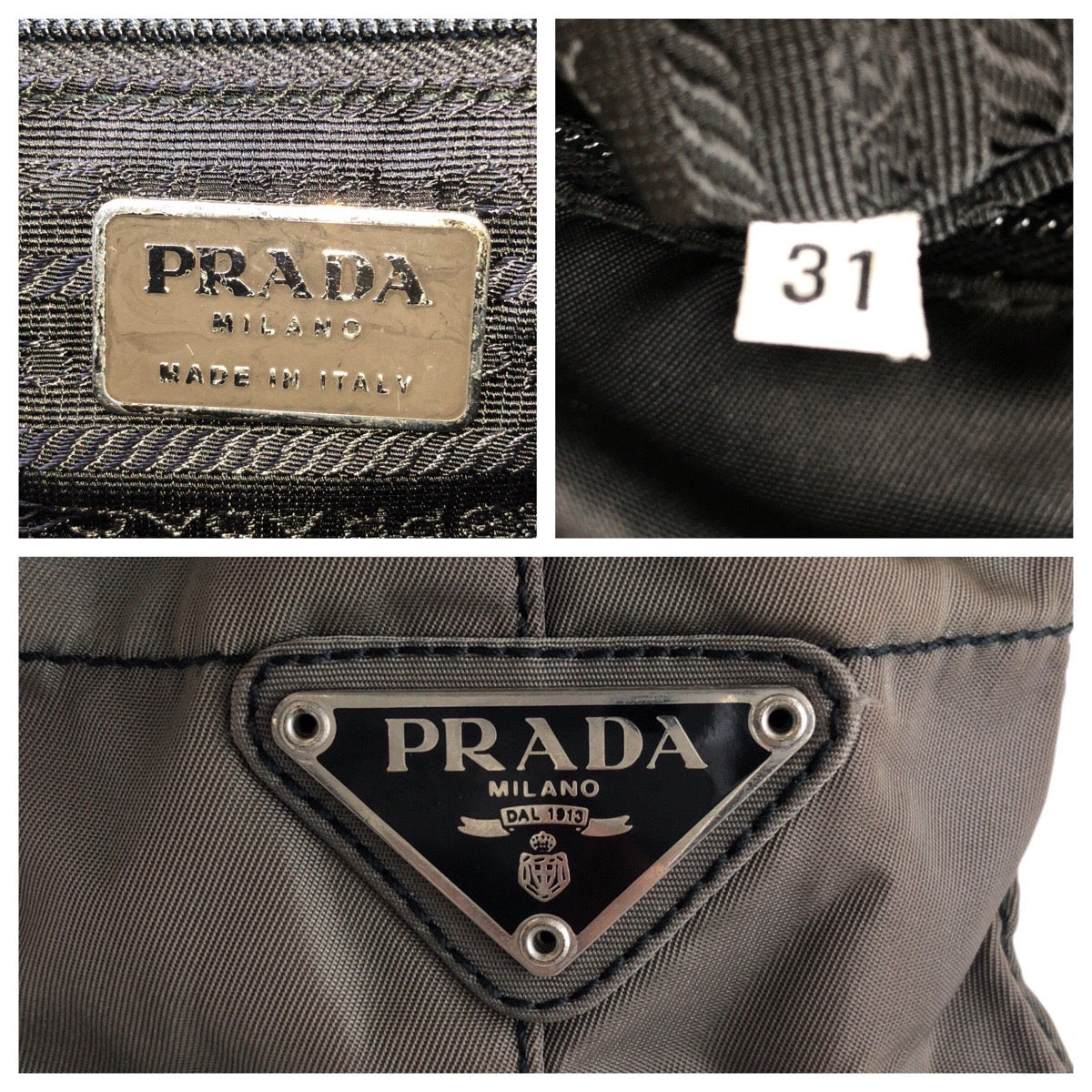 13986
PRADA プラダ テスート 三角ロゴプレート カーキ ナイロン / プラスチック ショルダーバッグ トートバッグ レディース
