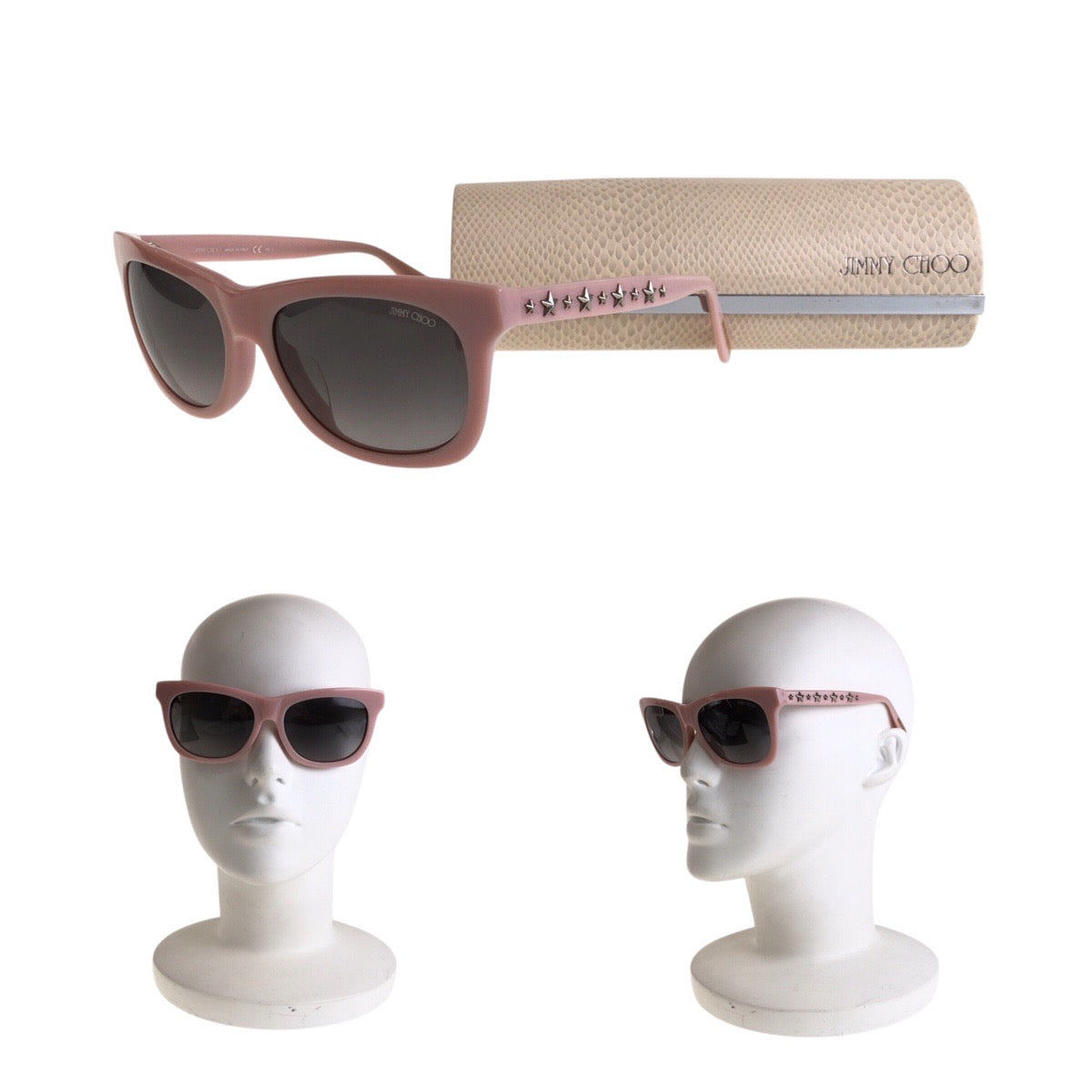 13989
JIMMY CHOO ジミーチュウ スタッズ ピンク シルバー金具 プラスチック SASHA/S/F 8V3EU 5317 135 サングラス ウェリントン レディース