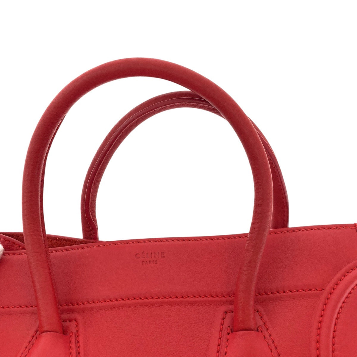 CELINE セリーヌ ラゲージ ファントム レッド シルバー金具 レザー トートバッグ ハンドバッグ レディース