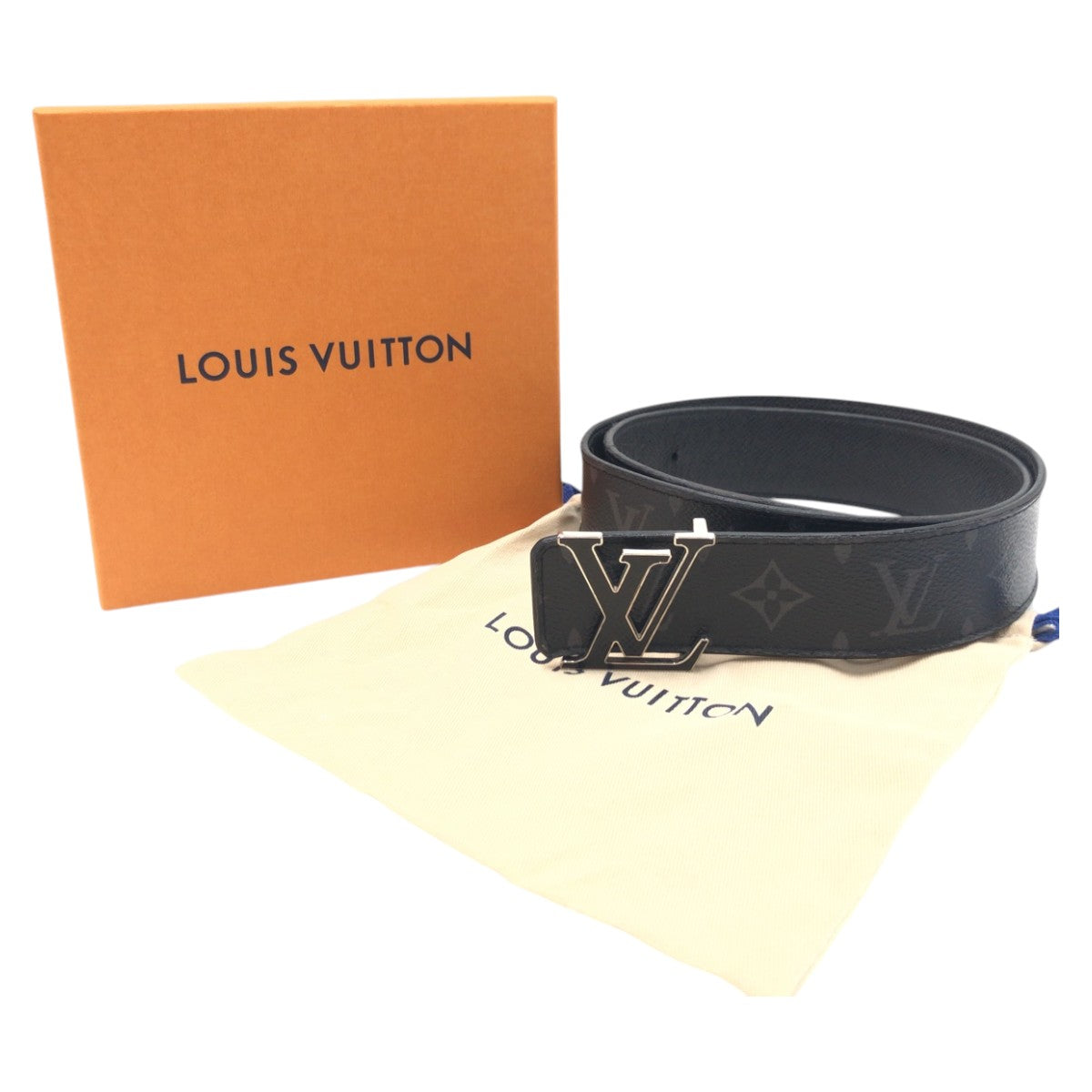 14625
LOUIS VUITTON ルイヴィトン モノグラム サンチュールイニシャル リバーシブル ブラック 黒 グレー シルバー レザー M0157 ベルト メンズ