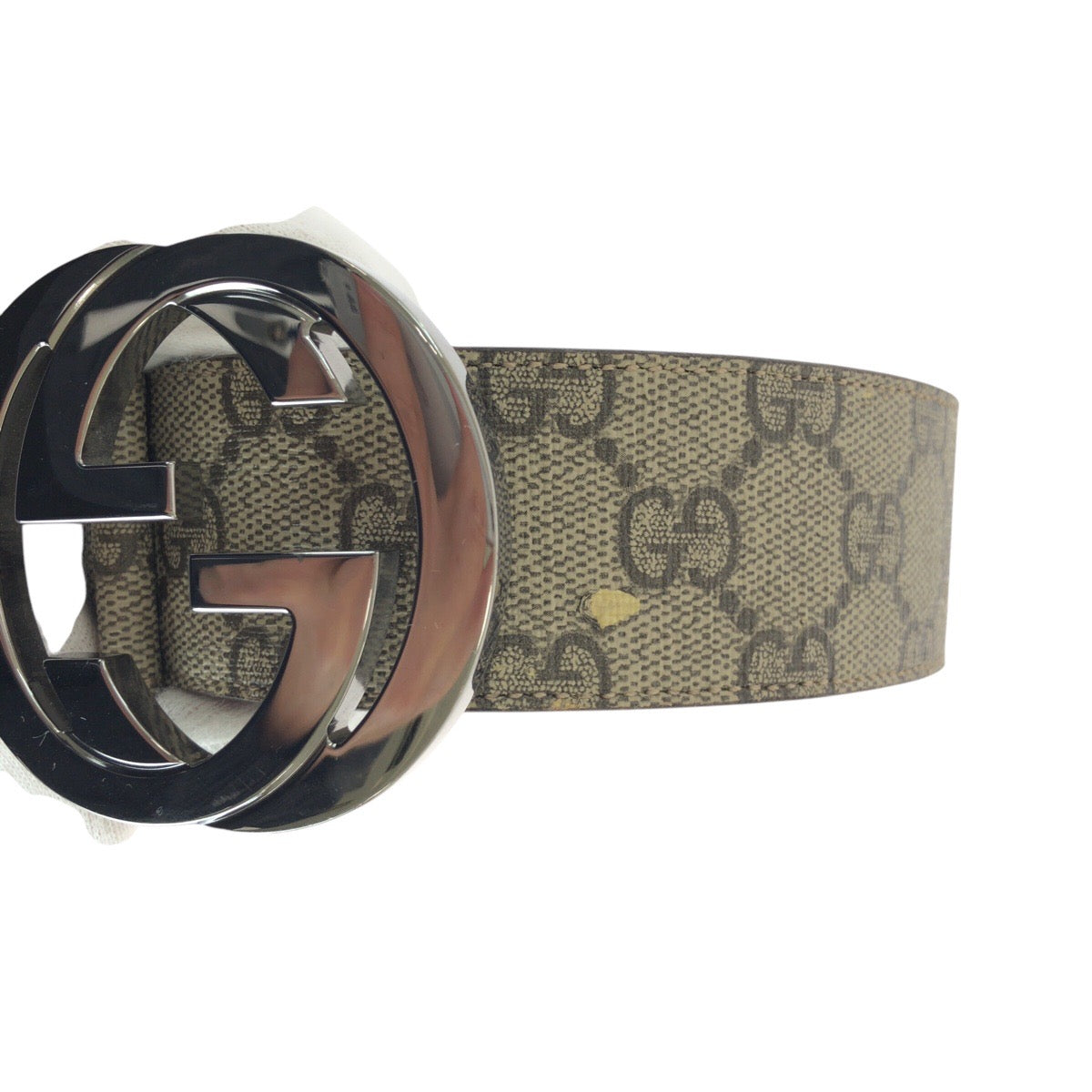 14636
GUCCI グッチ インターロッキング 85cm/34インチ グレー ブラウン シルバー金具 GGスプリームキャンバス / レザー 114984 ベルト メンズ