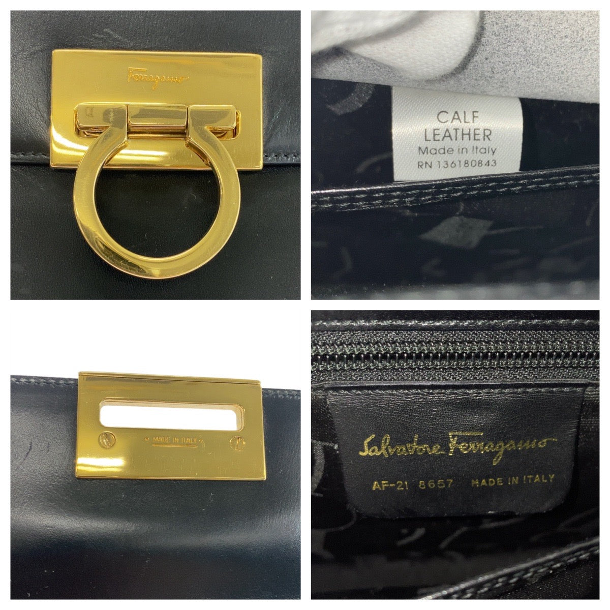 14638
Salvatore Ferragamo サルヴァトーレフェラガモ ヴィンテージ ガンチーニ ブラック 黒 ゴールド金具 レザー ハンドバッグ ショルダーバッグ 2way レディース ABP28