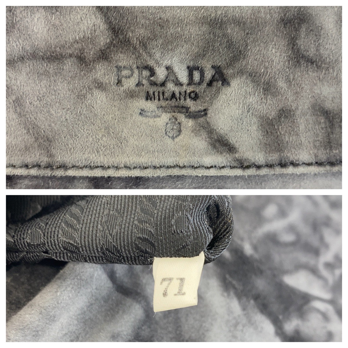 14697
PRADA プラダ プラチェーン グレー スウェード / プラスチック 斜め掛け ショルダーバッグ メッセンジャーバッグ レディース ABP27