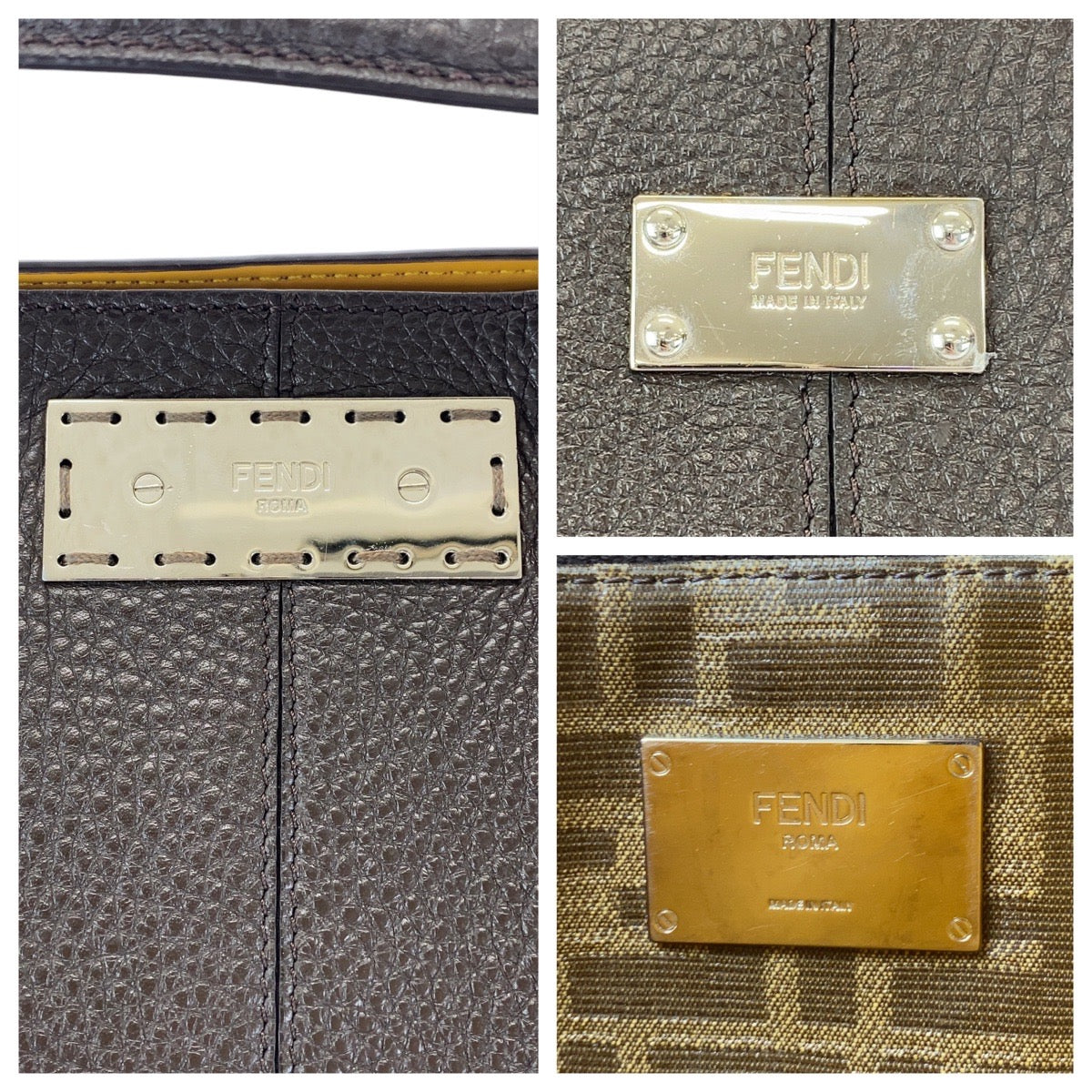 14721
FENDI フェンディ ピーカブー エックスライト フィット ブラウン シルバー金具 レザー ビジネスバッグ ブリーフケース メンズ