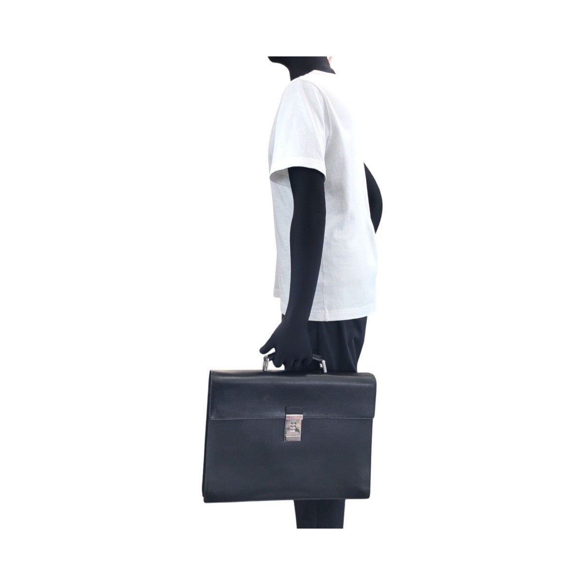 14753
PRADA プラダ サフィアーノ ブラック 黒 シルバー金具 レザー ビジネスバッグ ブリーフケース メンズ ABP26