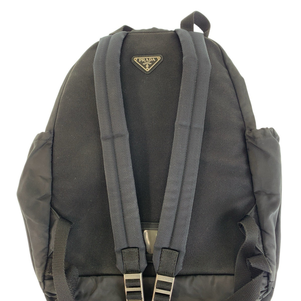 14759
PRADA プラダ テスート 三角ロゴプレート ブラック 黒 シルバー金具 ナイロン リュック・デイパック バックパック 男女兼用 レディース