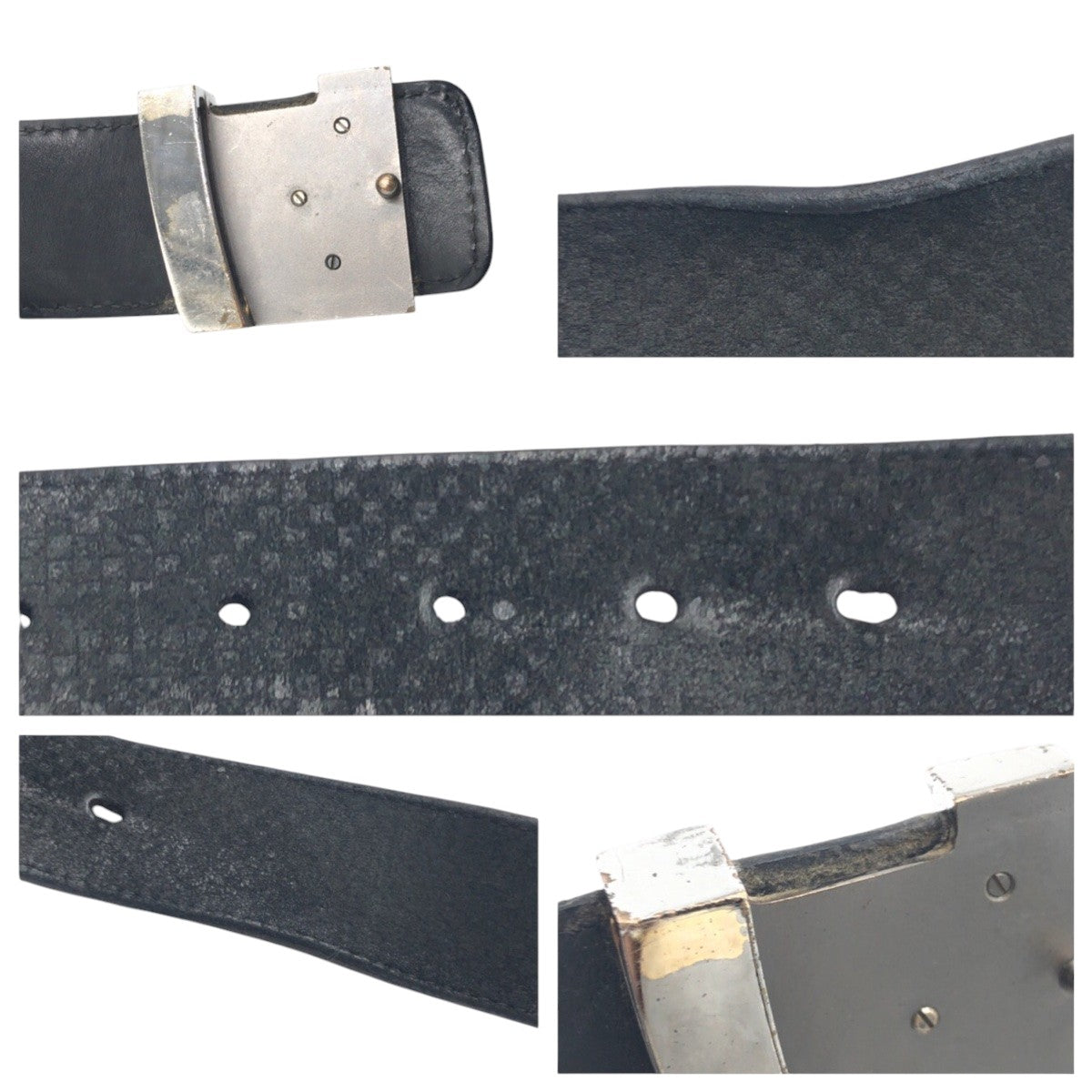 14791
LOUIS VUITTON ルイヴィトン マイクロダミエ サンチュール イニシャル ブラック 黒 シルバー レザー M6875 ベルト メンズ
