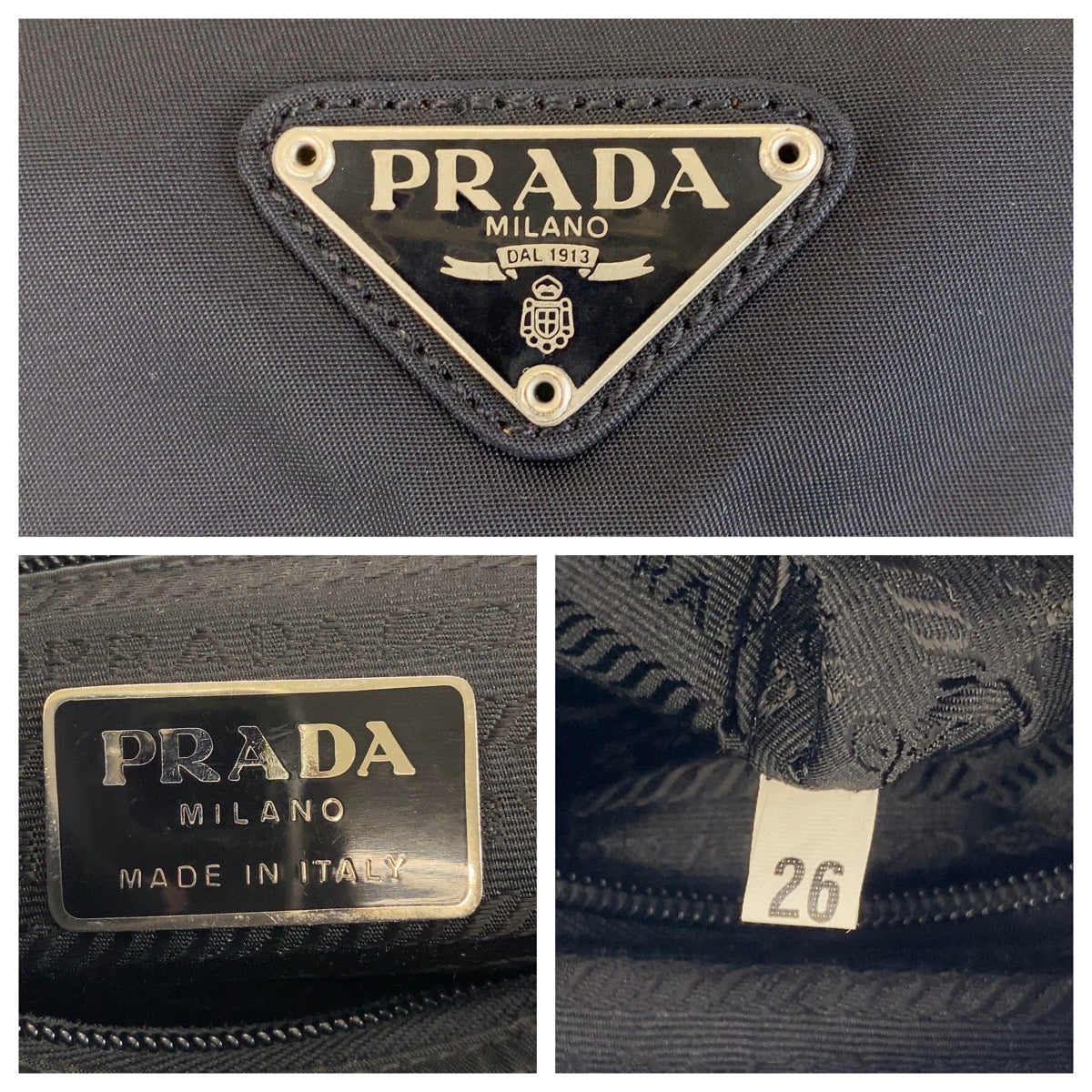 14822
PRADA プラダ テスート 三角ロゴプレート ブラック 黒 シルバー金具 ナイロン 斜め掛け ショルダーバッグ メッセンジャーバッグ レディース ABP27
