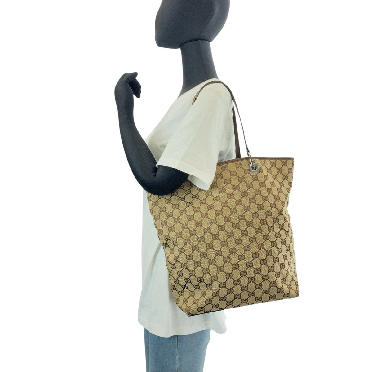 14873
GUCCI グッチ ベージュ ブラウン GGキャンバス / レザー 31243 トートバッグ ショルダーバッグ レディース