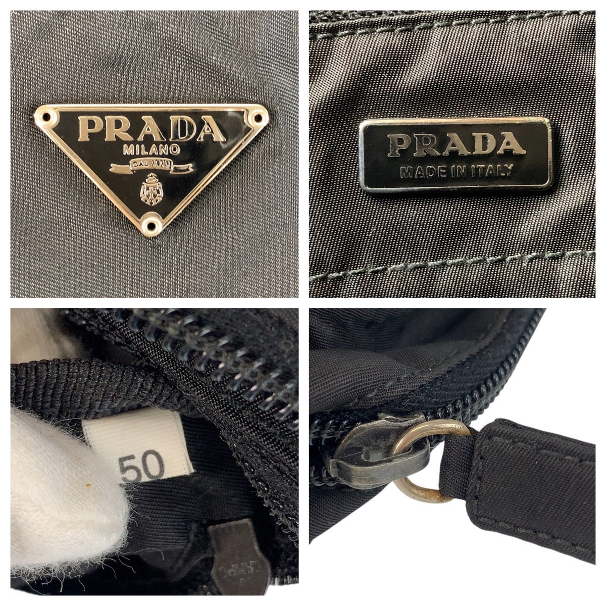 14903
PRADA プラダ テスート 三角ロゴプレート ブラック 黒 シルバー金具 ナイロン トートバッグ ショルダーバッグ レディース ABP