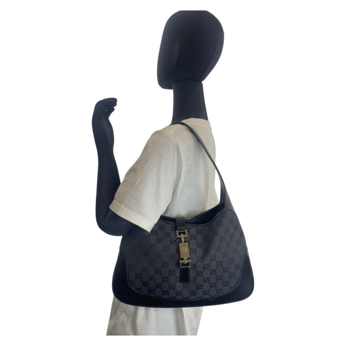 14911
GUCCI グッチ ジャッキー ブラック 黒 GGキャンバス / レザー 001 3306 ショルダーバッグ レディース