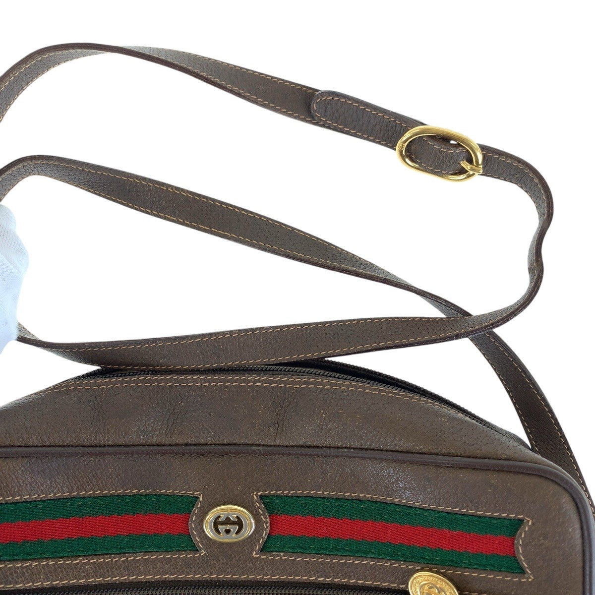 15006
GUCCI グッチ ヴィンテージ オールドグッチ シェリーライン ブラウン ゴールド金具 GGスプリームキャンバス / レザー 56 02 088 ショルダーバッグ ポシェット レディース