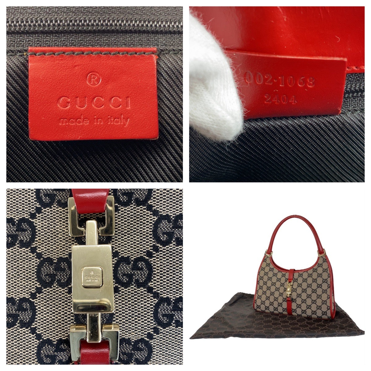15013
GUCCI グッチ ジャッキー レッド ベージュ ゴールド金具 GGキャンバス / レザー 002 1068 ホーボー ショルダーバッグ ハンドバッグ レディース