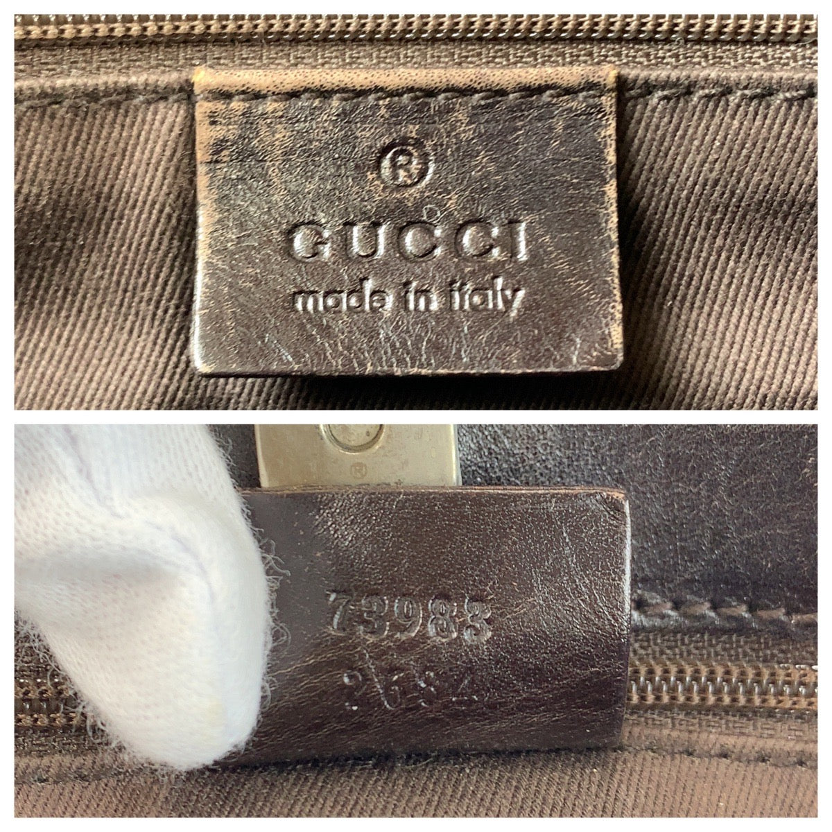 15014
GUCCI グッチ ブラウン GGキャンバス / レザー 73983 トートバッグ ショルダーバッグ レディース