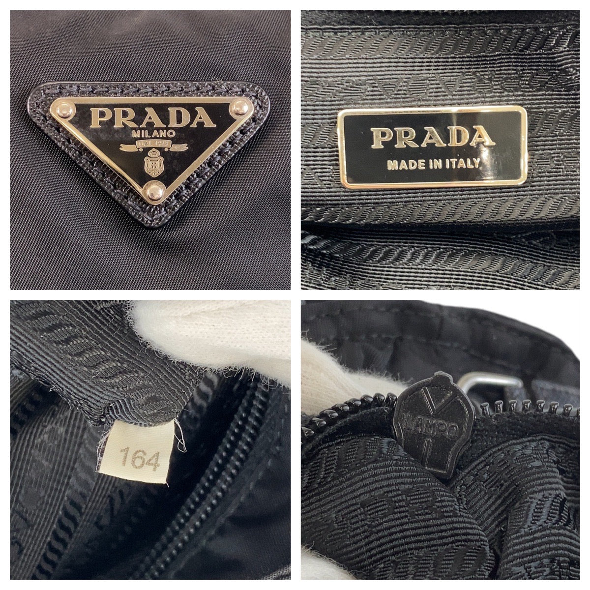 15018
PRADA プラダ テスート 三角ロゴプレート ブラック 黒 シルバー金具 ナイロン 斜め掛け ショルダーバッグ メッセンジャーバッグ レディース A30