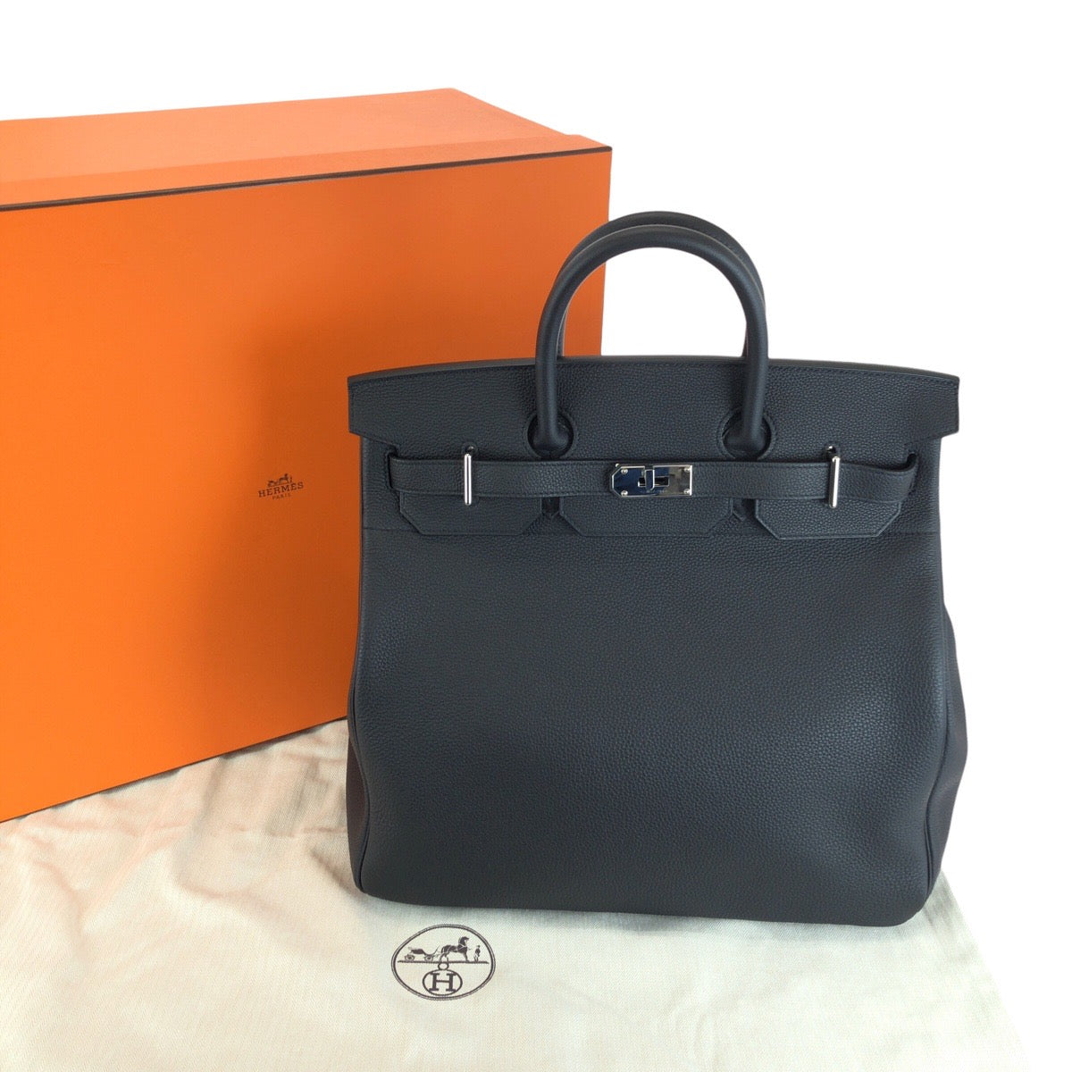 15054
HERMES エルメス オータクロア40 男女兼用 ブラック 黒 シルバー金具 トゴ ハンドバッグ ボストンバッグ U刻印 メンズ SA1980