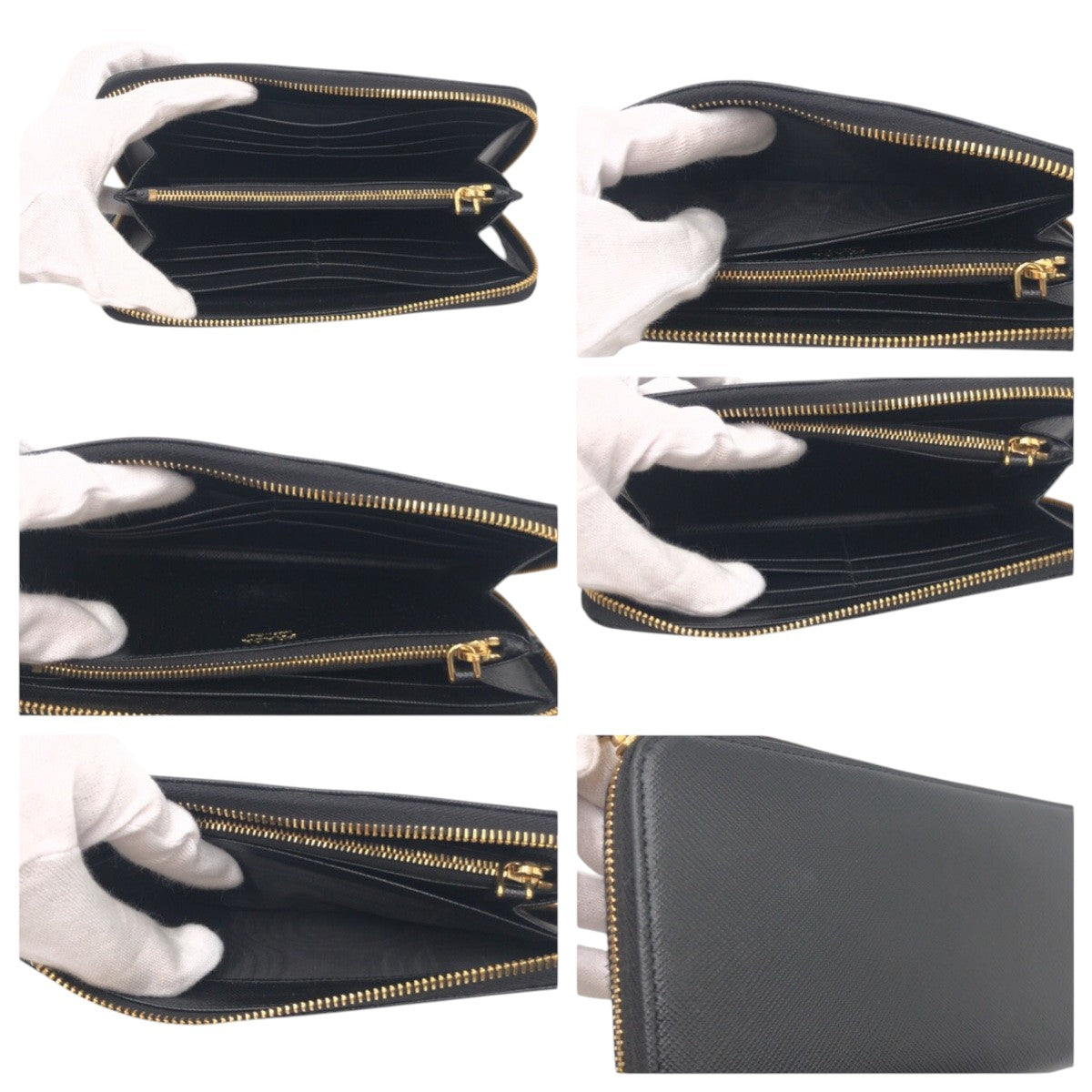 15067
PRADA プラダ サフィアーノ ブラック 黒 ゴールド レザー 長財布 ラウンドファスナー レディース