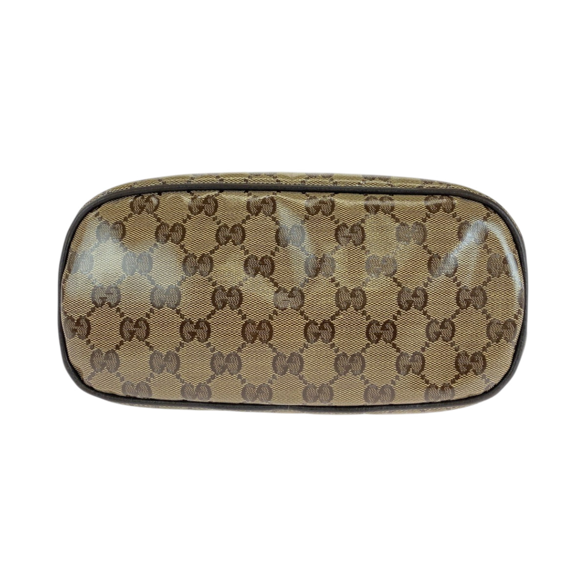 15079
GUCCI グッチ GGクリスタル ブラウン ベージュ ゴールド金具 PVC 351403 ハンドバッグ レディース