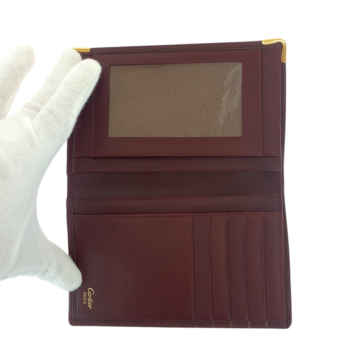 15088
CARTIER カルティエ マストライン ワインレッド ボルドー ゴールド金具 レザー 折財布 コンパクトウォレット 男女兼用 レディース