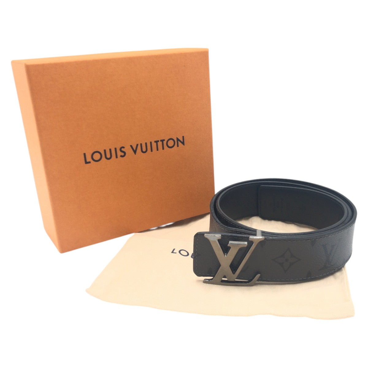 15101
LOUIS VUITTON ルイヴィトン モノグラム LVイニシャル グレー ブラック 黒 シルバー PVC M0285 ベルト メンズ