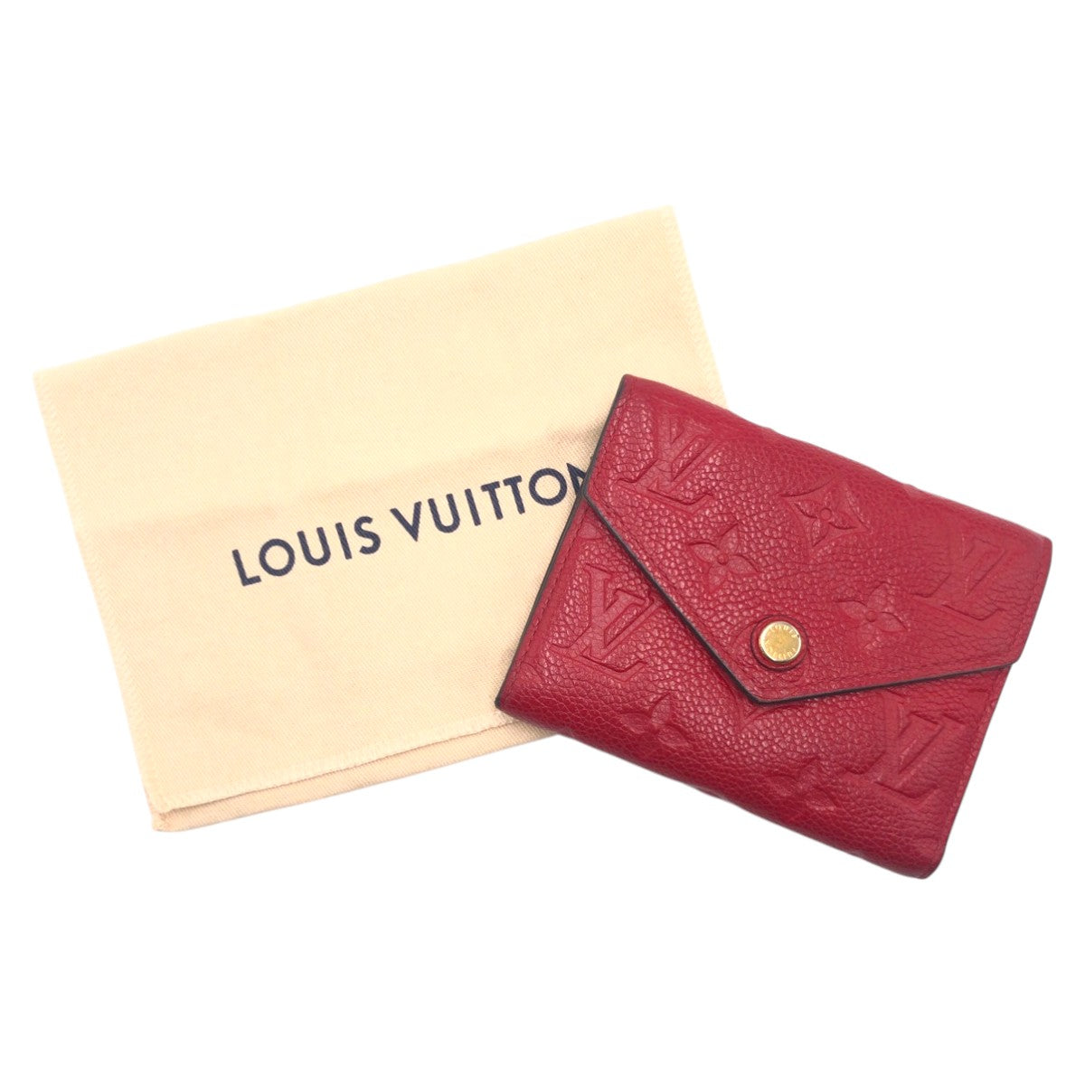 15102
LOUIS VUITTON ルイヴィトン モノグラム アンプラント ポルトフォイユ ヴィクトリーヌ レッド スカーレット ゴールド PVC M63701 折財布 コンパクトウォレット レディース