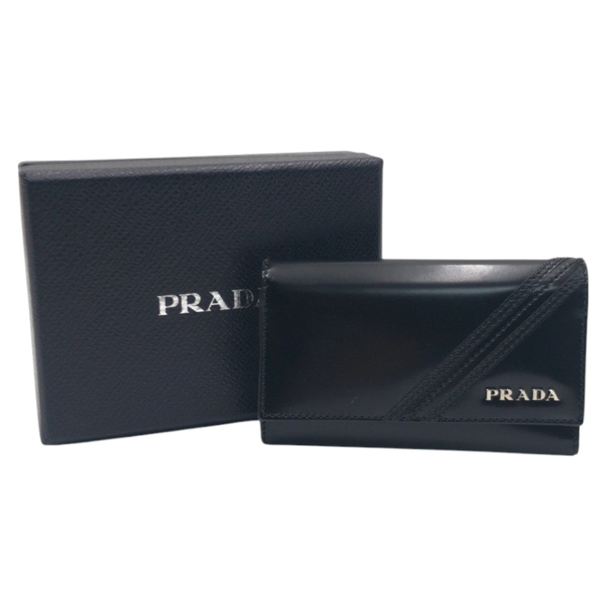 15144
PRADA プラダ ブラック 黒 レザー キーケース 男女兼用 レディース