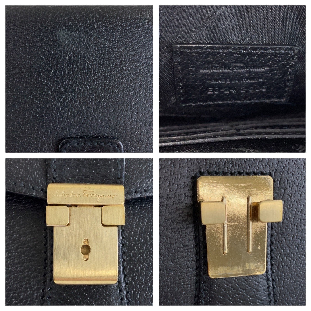 15166
Salvatore Ferragamo サルヴァトーレフェラガモ ブラック 黒 ゴールド金具 レザー セカンドバッグ クラッチバッグ メンズ