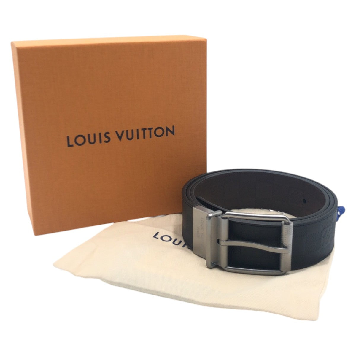 15178
LOUIS VUITTON ルイヴィトン ダミエアンフィニ ブラック ブラウン サテンシルバー レザー M9150T 110 ベルト メンズ