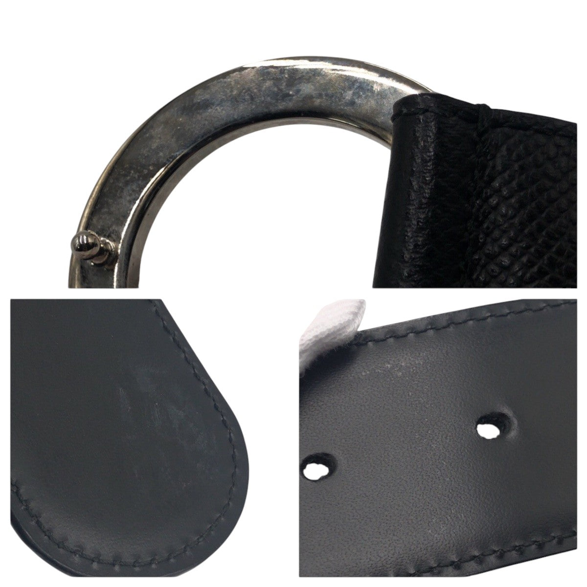 15179
BVLGARI ブルガリ サークルロゴ ブラック 黒 シルバー レザー SA G14 38088 ベルト 男女兼用 レディース ABP16