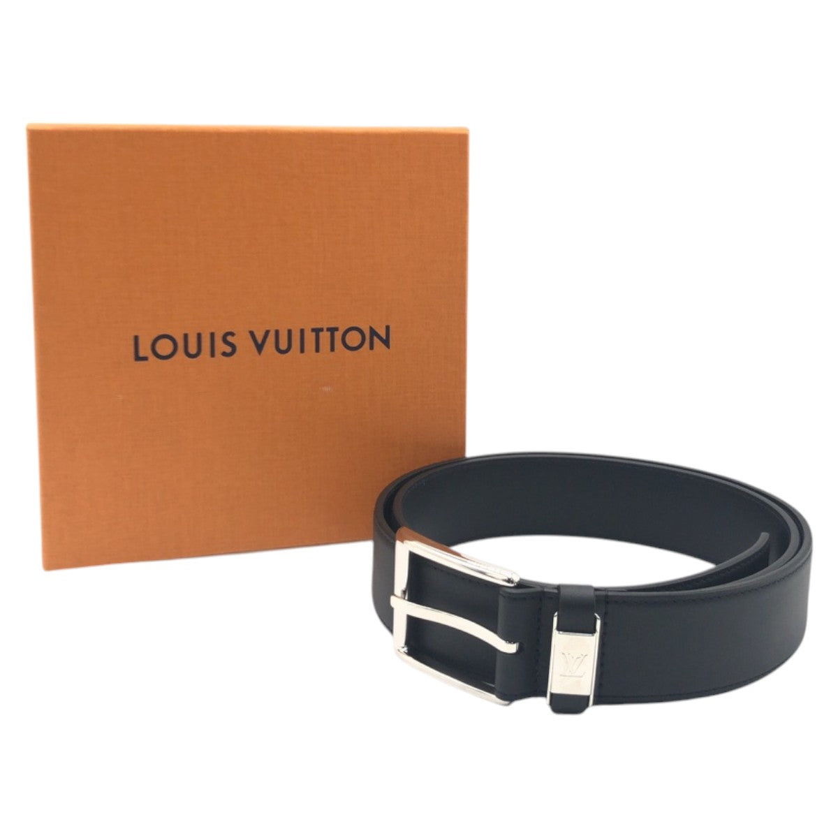 15186
LOUIS VUITTON ルイヴィトン LV シティ ピン ブラック 黒 シルバー レザー M0542 ベルト メンズ