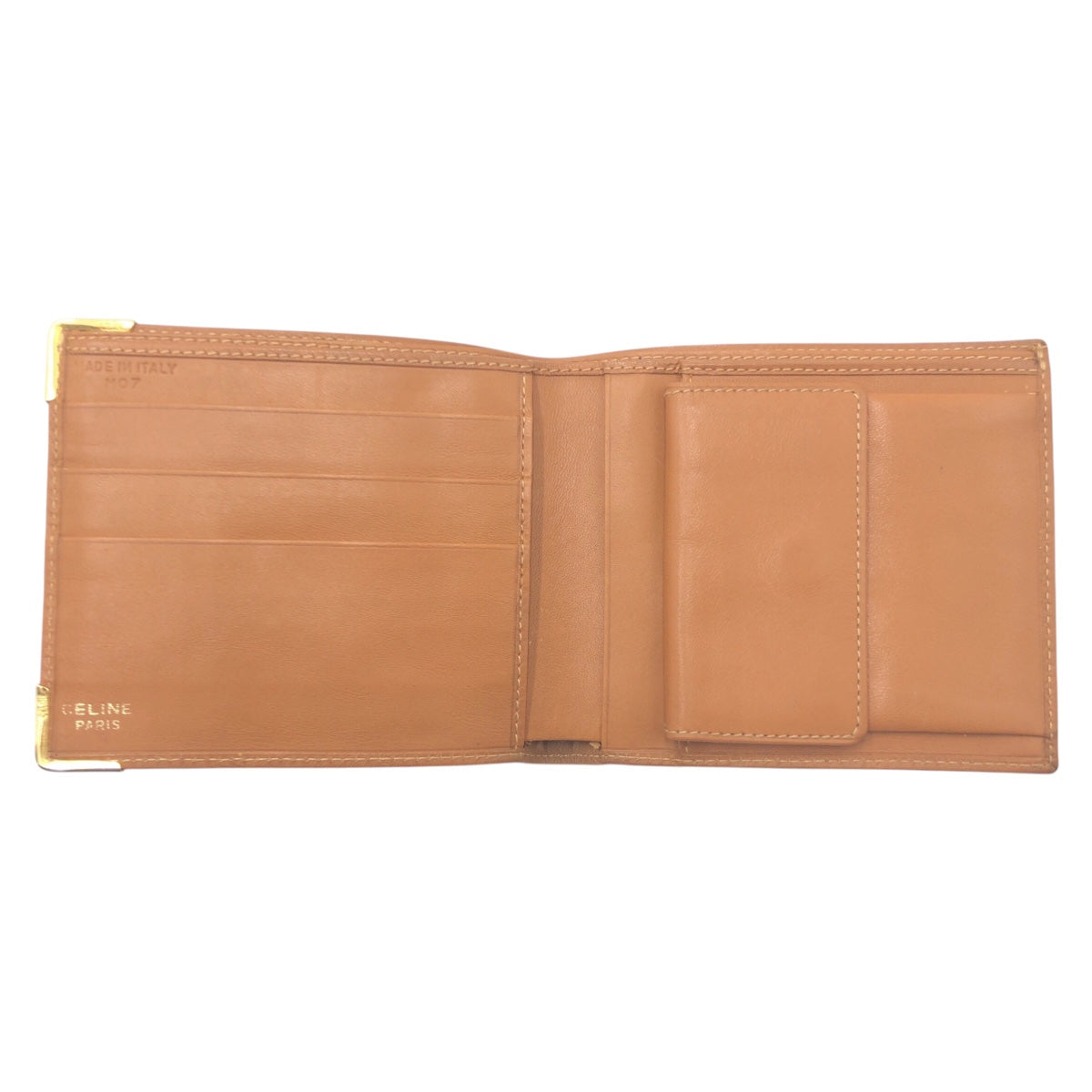 15195
CELINE セリーヌ マカダム ブラウン PVC M07 折財布 コンパクトウォレット レディース