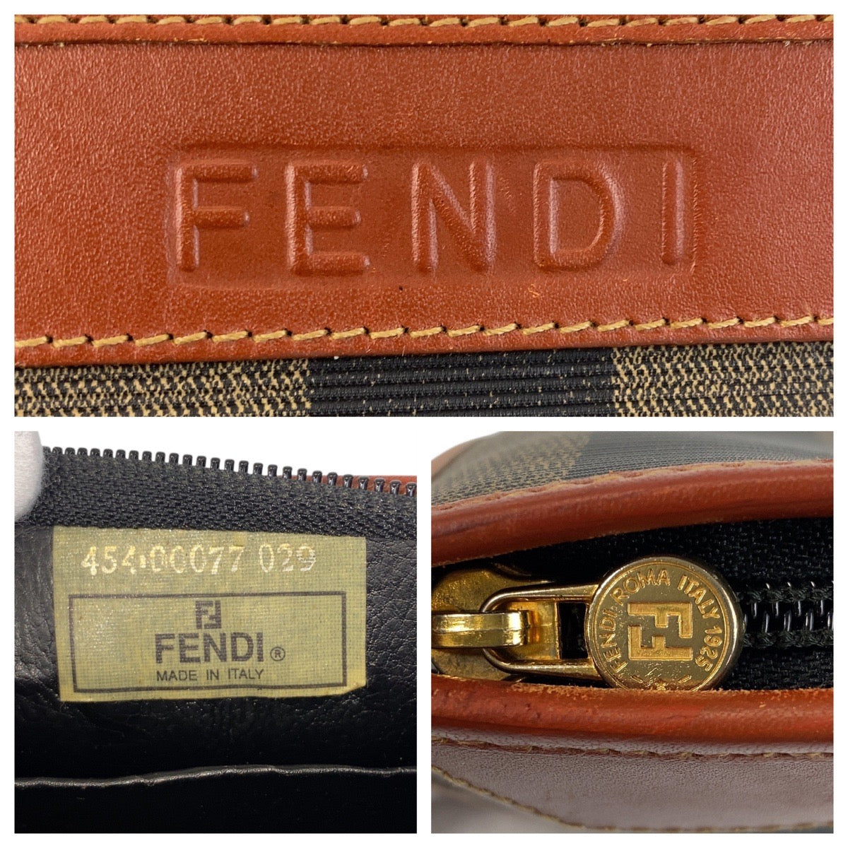 15197
FENDI フェンディ ペカン ブラウン ゴールド金具 PVC クラッチバッグ レディース
