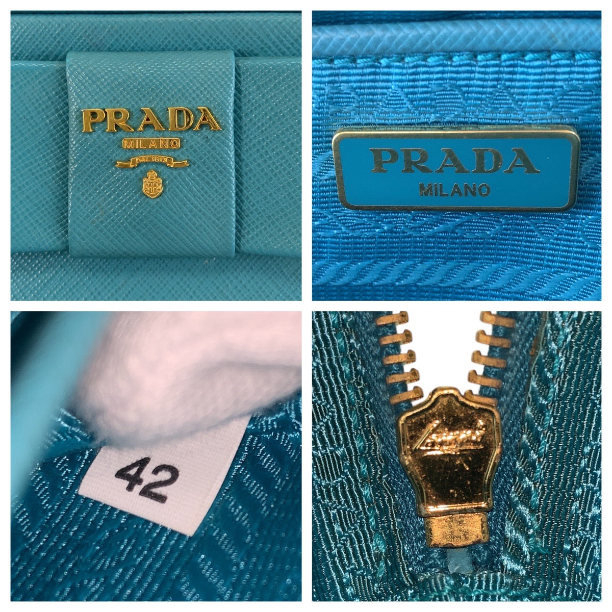 15238
PRADA プラダ サフィアーノ ライトブルー ゴールド金具 レザー ショルダーバッグ ポシェット レディース